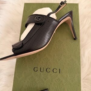 Authentic Gucci Malaga Kid Nero Heeled Sandals EU 40.5 / US 10.5 Women